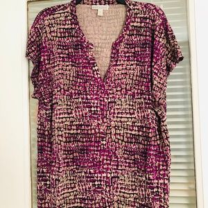 Dana Buchman SS top purple tan XL